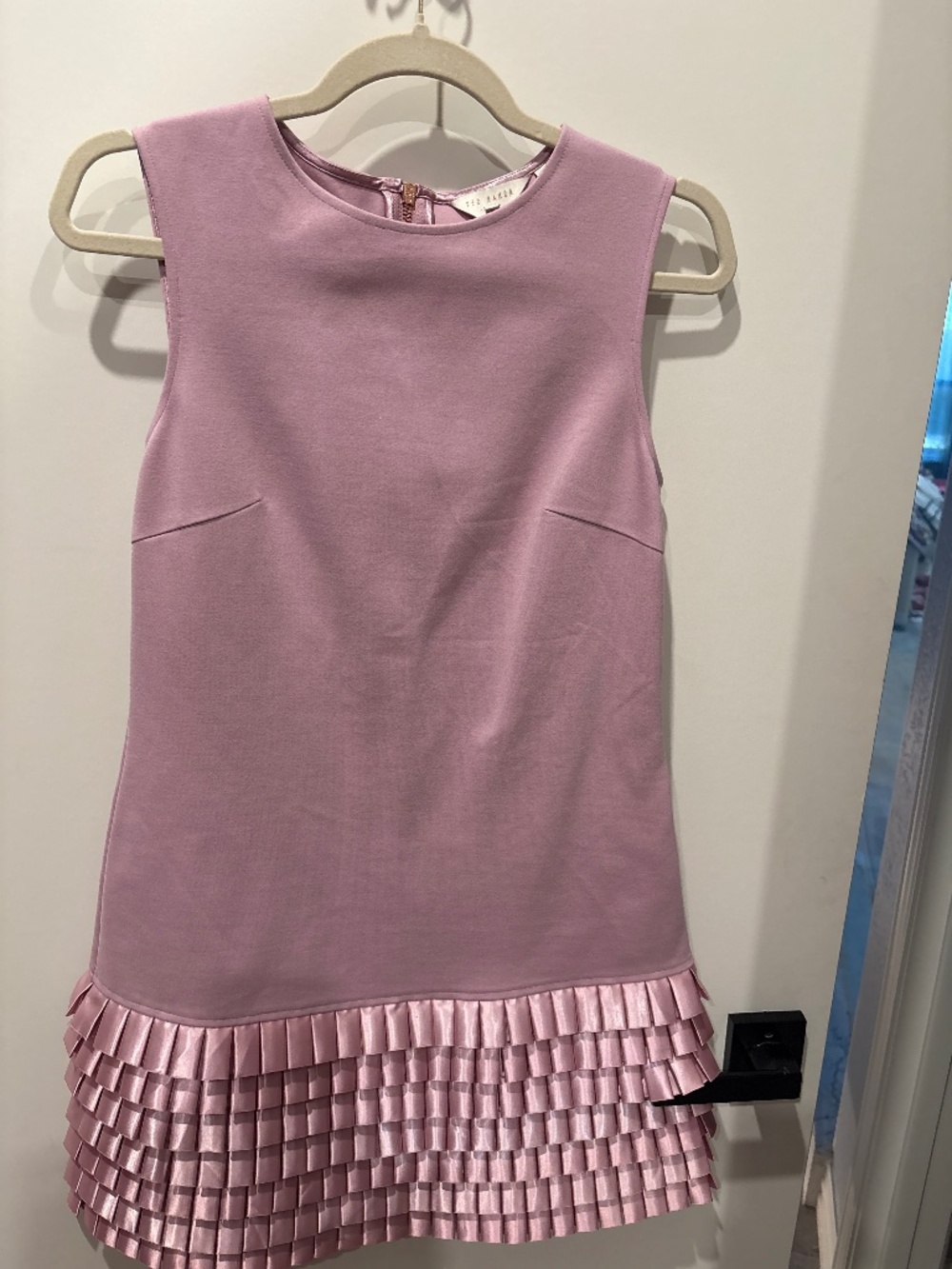 Ted Baker Marggia Satin Loop Pleated Shift Dress Pink 1 / US 4